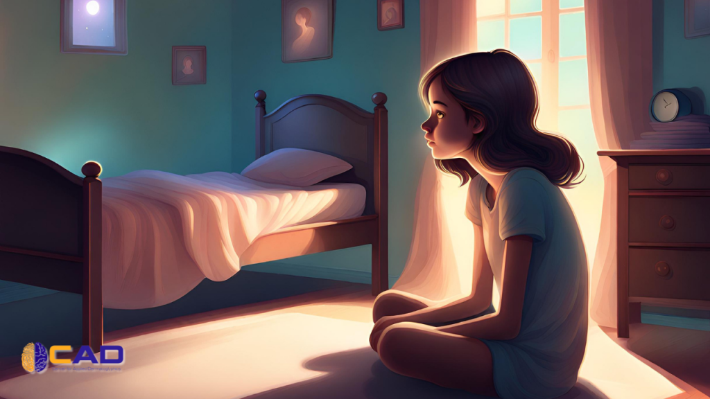 cô gái ngồi dưới sàn nhà
